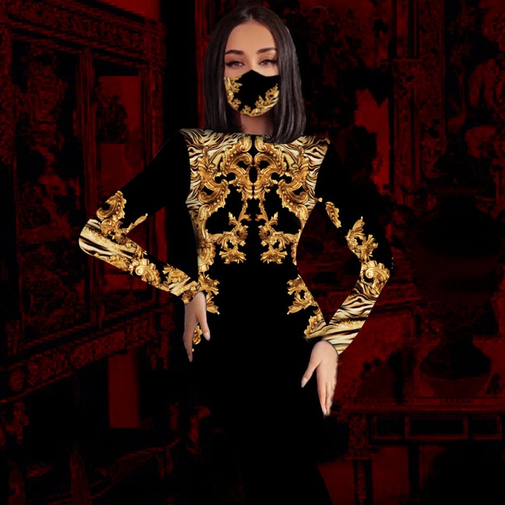 🐆 LEOPARD WING OVER THE KNEE LENGTH DRESS